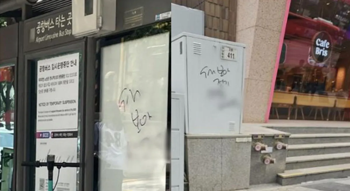 서울 저역 ‘악플 낙서’테러 / 출처 : 온라인 커뮤니티 서울 저역 ‘악플 낙서’테러 / 출처 : 온라인 커뮤니티