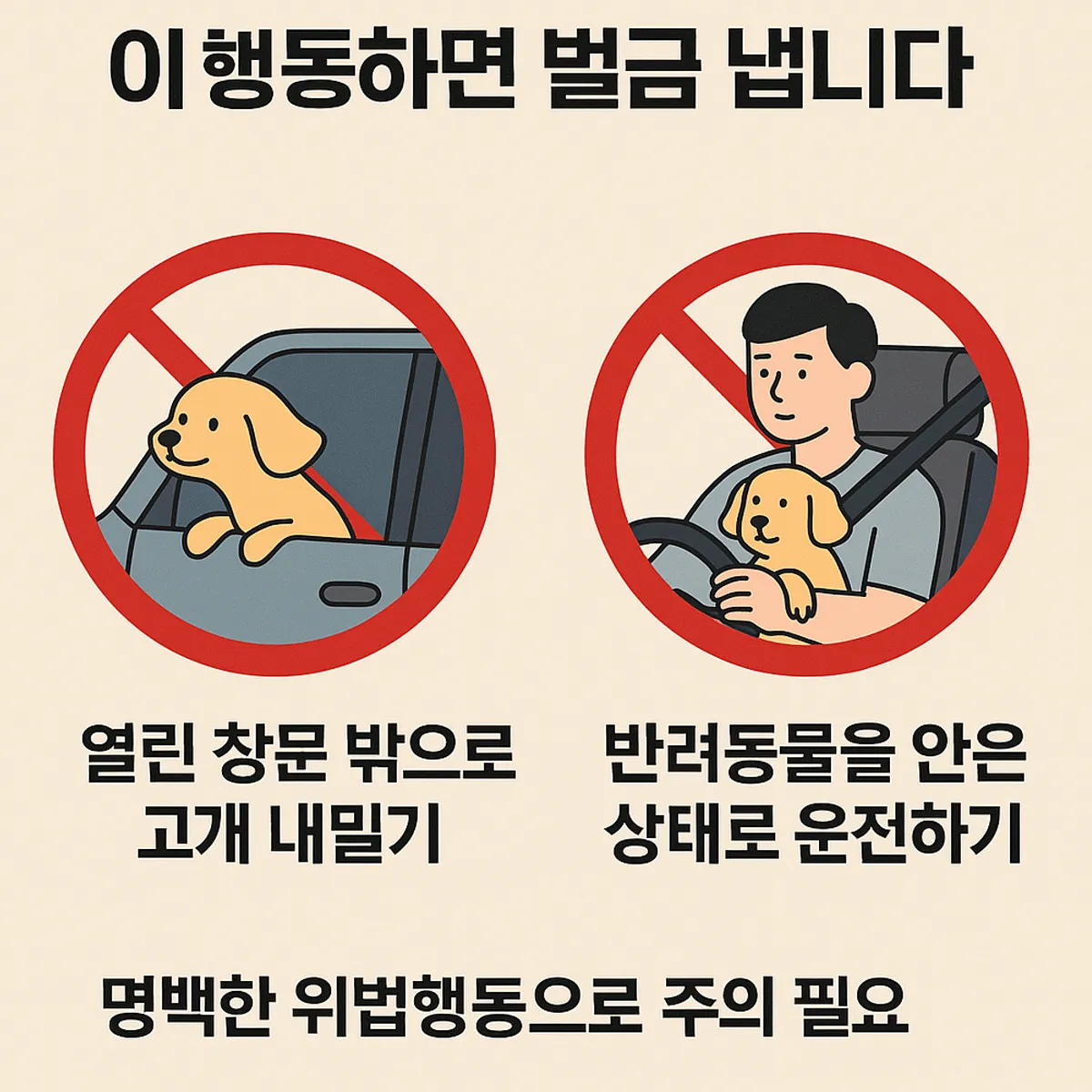 반려견 동승시 창문밖으로 고개 내밀기와 반려견 안고 운전하는것은 위법행위 입니다. 반려견 동승시 창문밖으로 고개 내밀기와 반려견 안고 운전하는것은 위법행위 입니다.