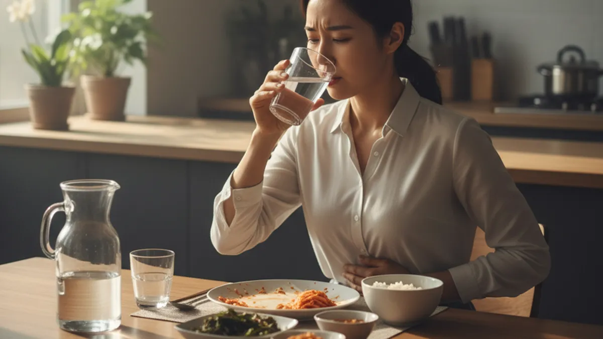 식사 중 마시는 물은 위의 산도를 낮춰 소화 작용을 방해하고, 외부에서 유입된 유해균을 살균하는 위산 본연의 기능을 약화시킨다 식사 중 마시는 물은 위의 산도를 낮춰 소화 작용을 방해하고, 외부에서 유입된 유해균을 살균하는 위산 본연의 기능을 약화시킨다
