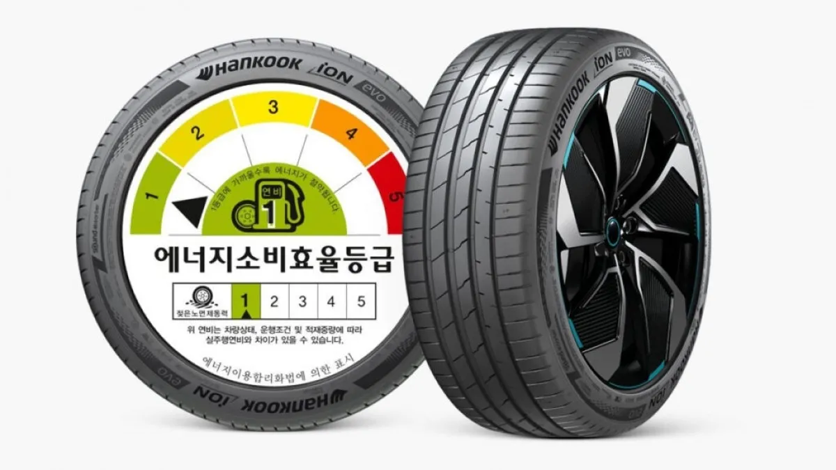 에너지소비효율 등급이 표시된 타이어 / 사진=한국타이어
