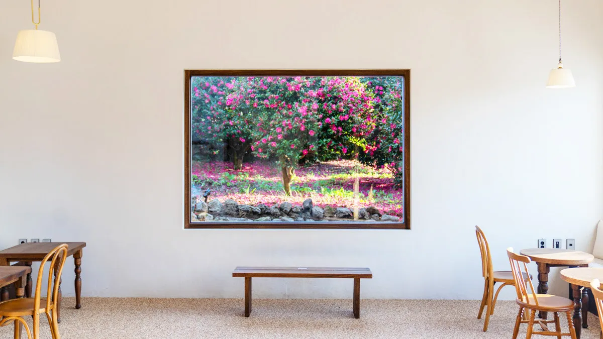 동백포레스트 카페 액자 포토존 / 사진=동백포레스트