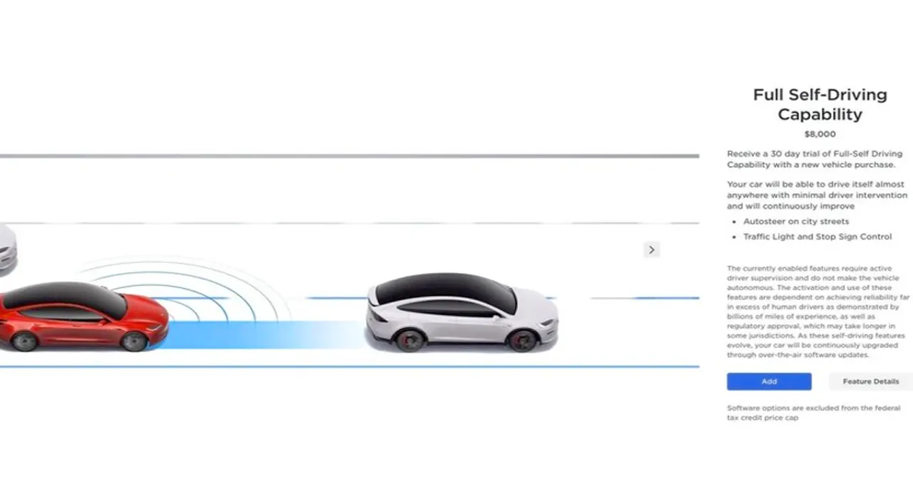 테슬라 FSD 구독 화면 / 테슬라 홈페이지
