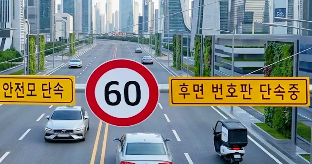 후면 번호판 단속 안내 표지판