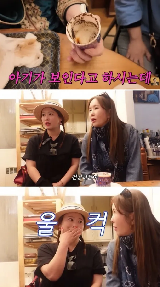 개그우먼 심진화가 프랑스에서 ‘아기 운’이 보인다는 점괘에 눈물을 보였다. 유튜브 채널 ‘A급 장영란’ 캡처