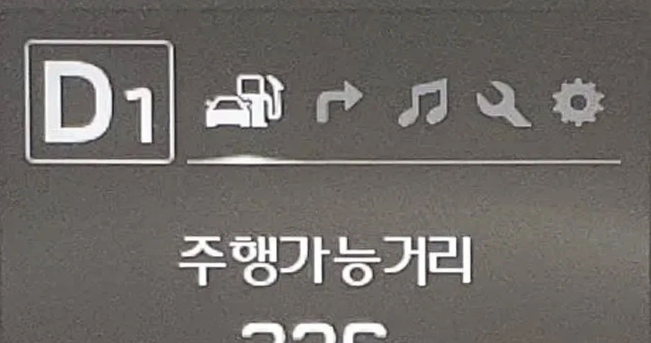 계기판에 D 기어가 떠있는 모습