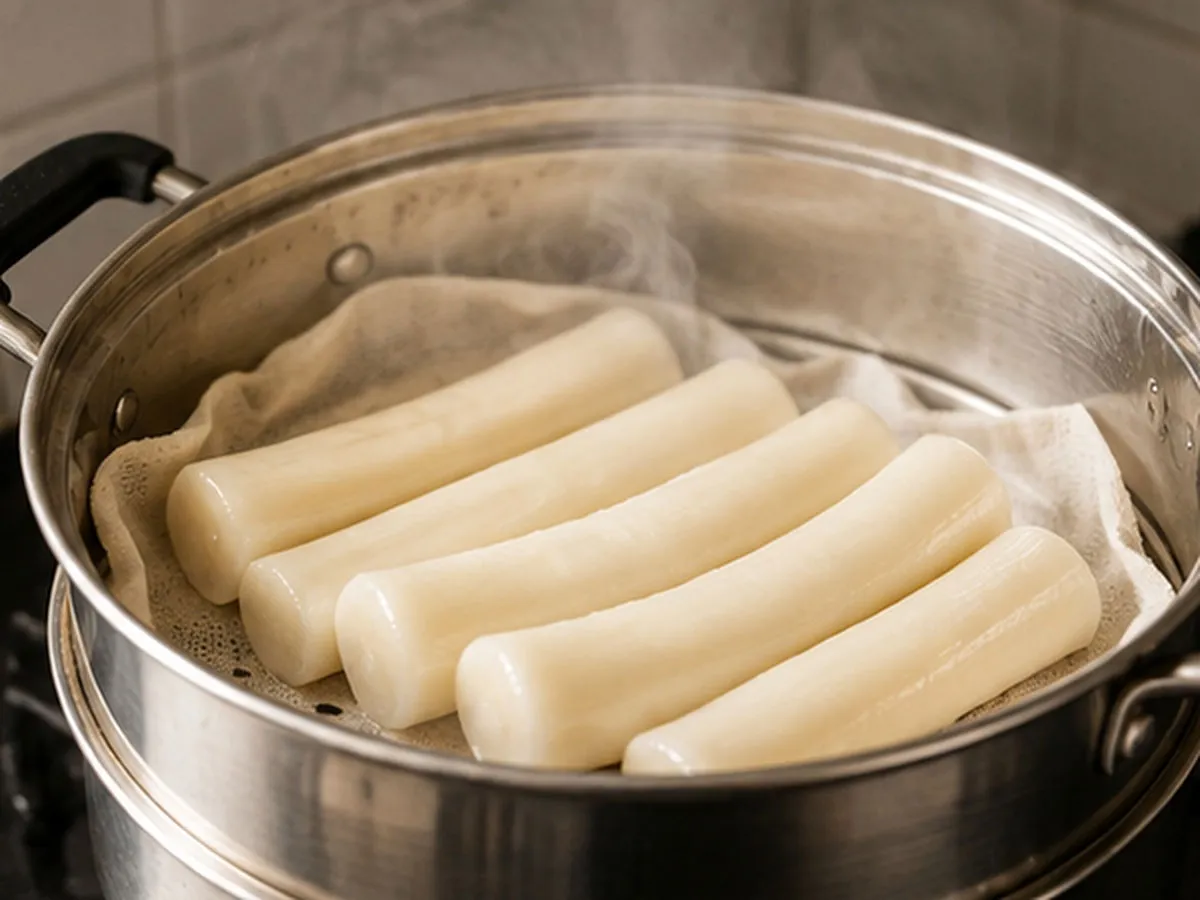 떡 자체의 쫀득함을 즐길 때는 김이 오른 찜기에 짧게 쪄 말랑하게 만든다.
