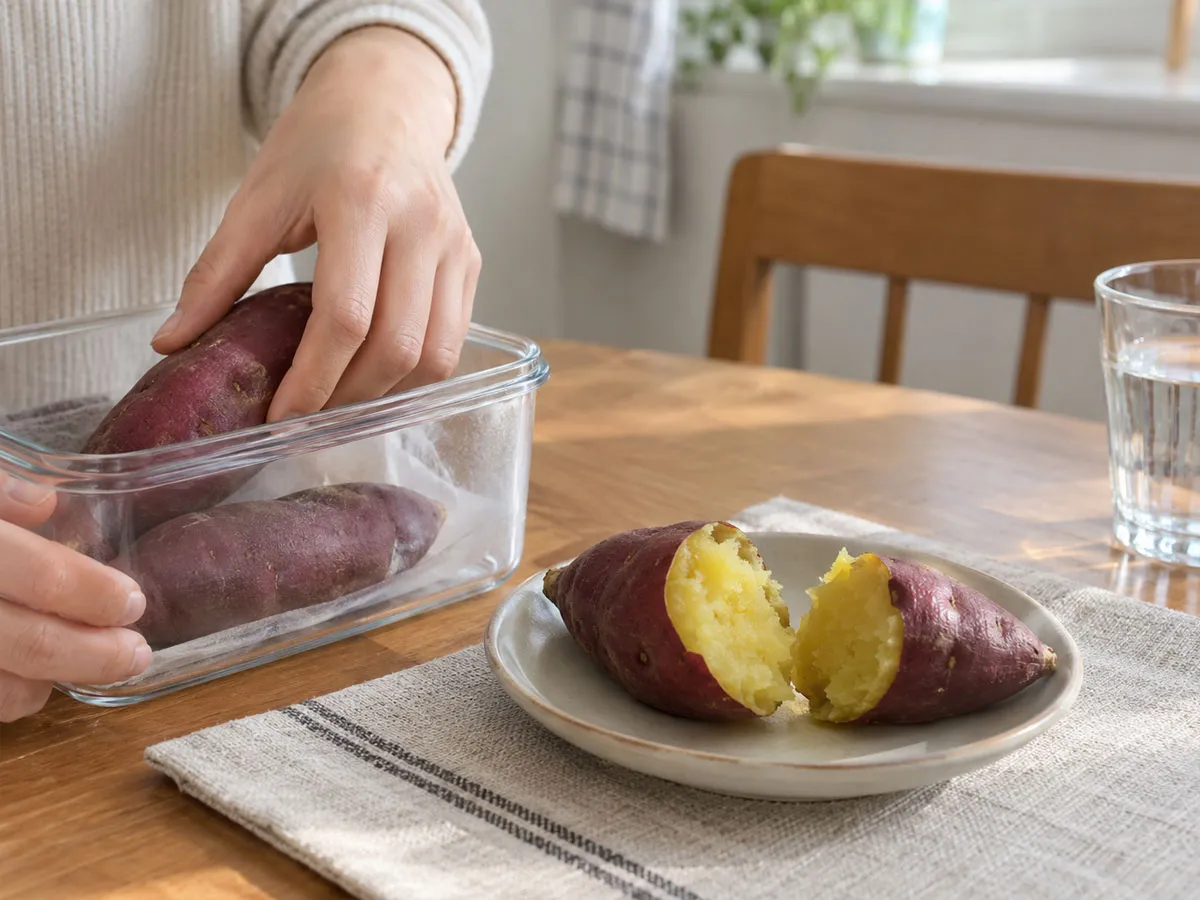전날 쪄서 식힌 고구마는 저항성 전분이 늘어 아침 식사로 부담을 줄이는 데 도움을 줄 수 있다.