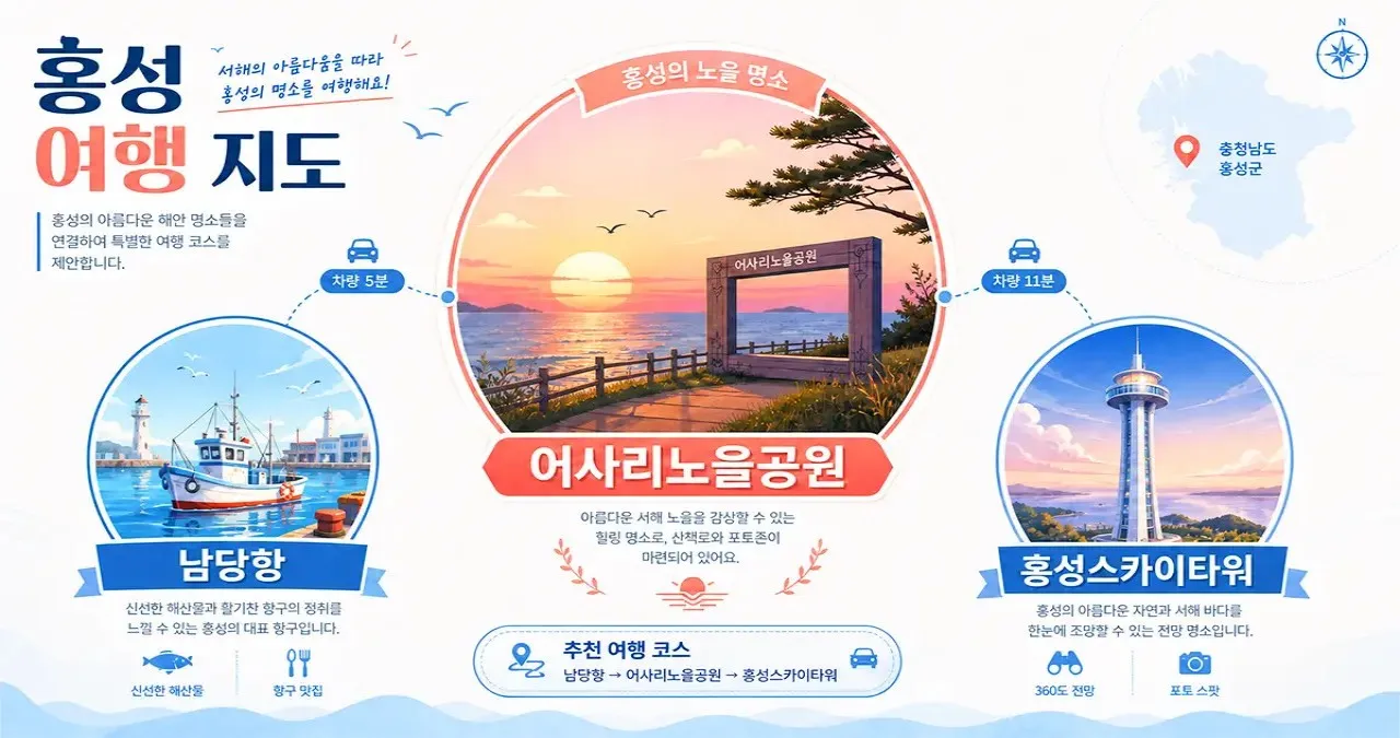 어사리 노을공원 연계 관광지 / 사진=여행을 말하다
