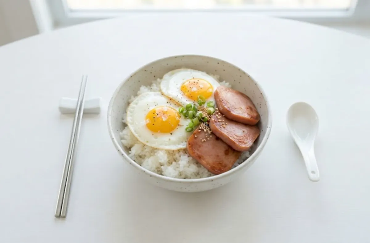 사진 : 햄,달걀프라이,흰쌀밥 / 생성형 이미지