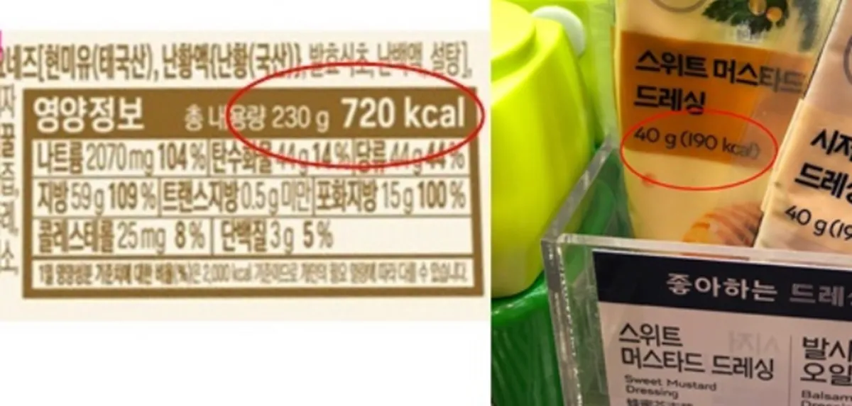 사진 : 드레싱 영양성분표 / 생성형 이미지