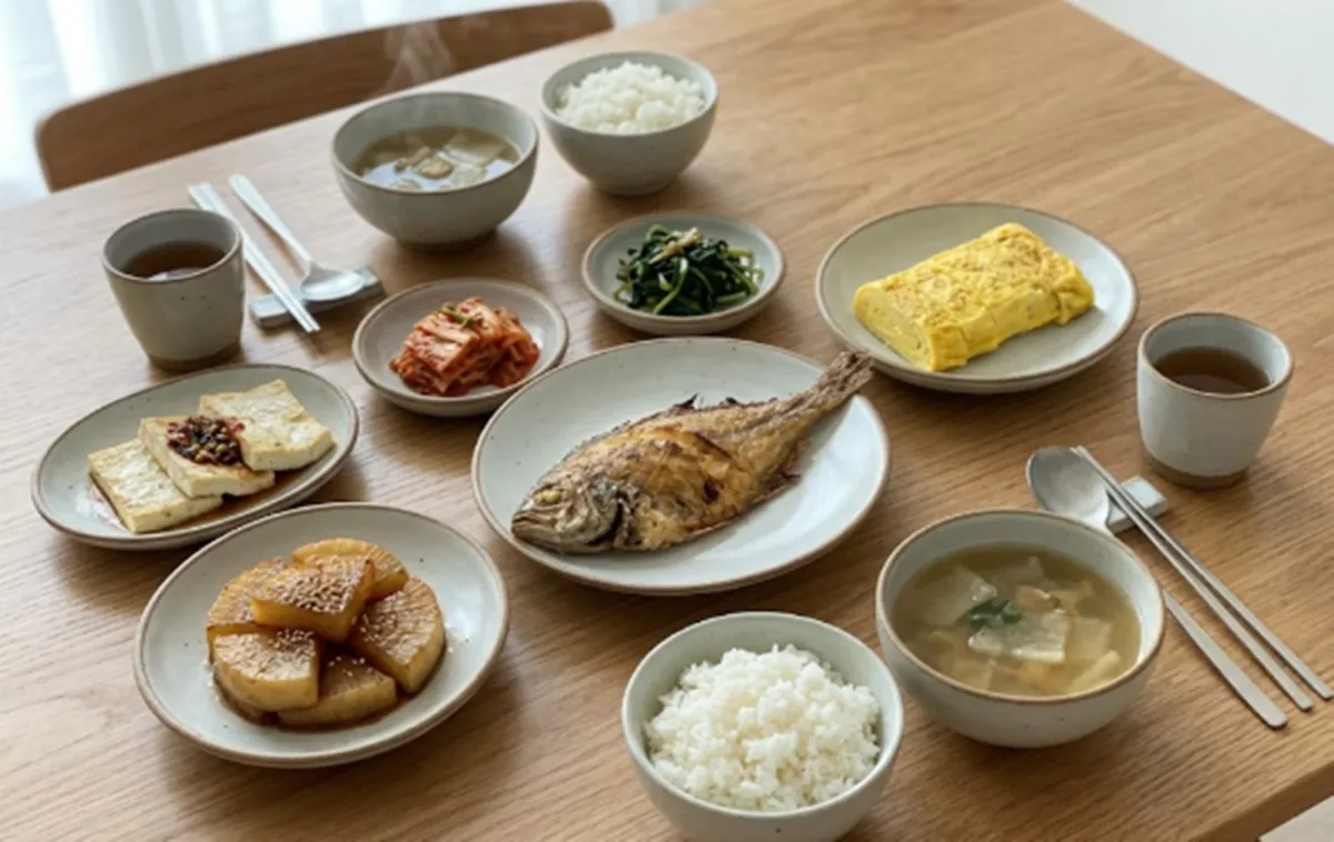사진 : 구운 무,달걀,두부,생선 / 생성형 이미지