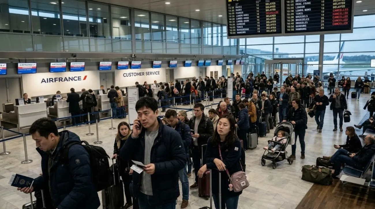 사진=항공사 안내 창구 대기줄, 생성형 이미지