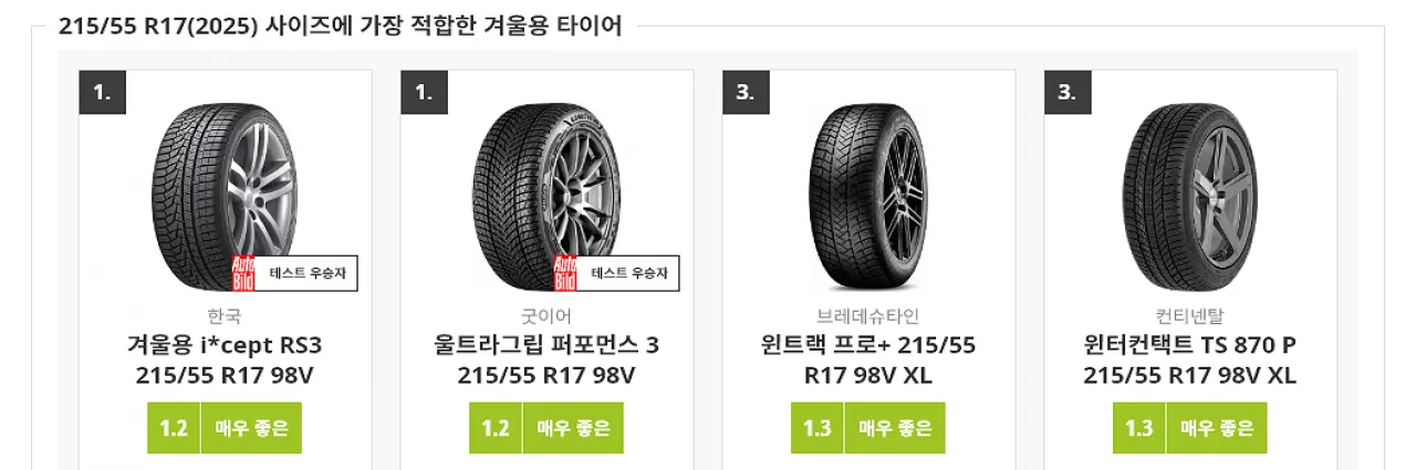 < 2026 최고의 겨울용 윈터 타이어, 출처 : autobild >