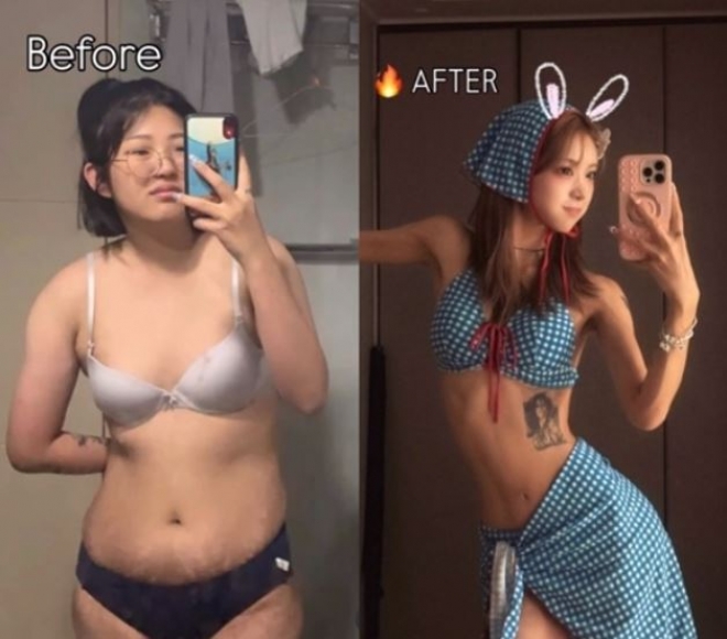 thumbnail - 최준희, 다이어트 후 비포&애프터 비키니 사진 공개...96kg에서 41kg대로 극단적 감