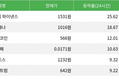 thumbnail - 에어로드롬 파이낸스, 시가총액 300위권 24시간 등락률 1위