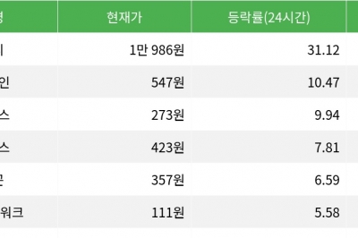 thumbnail - 스토리, 시가총액 300위권 24시간 등락률 1위