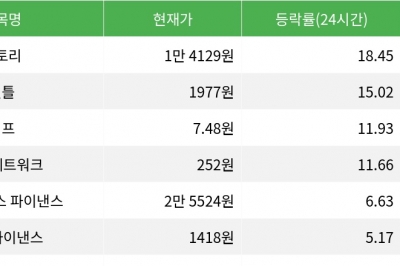 thumbnail - 스토리, 시가총액 300위권 24시간 등락률 1위