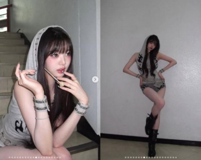 thumbnail - 장원영, 숏팬츠 패션으로 ‘인형 비주얼’ 완성...“날개 없는 천사”