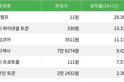 thumbnail - 펌프, 시가총액 300위권 24시간 등락률 1위
