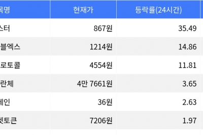 thumbnail - 아스터, 시가총액 300위권 24시간 등락률 1위 상승