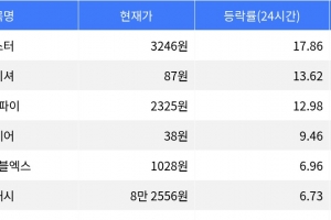 기사로 이동 - 아스터, 시가총액 300위권 24시간 등락률 1위