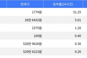 기사로 이동 - 플라즈마, 시가총액 300위권 24시간 등락률 1위