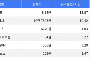 기사로 이동 - 펌프, 시가총액 300위권 24시간 등락률 1위