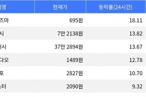 기사로 이동 - 플라즈마, 시가총액 300위권 24시간 등락률 1위