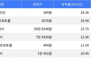 기사로 이동 - 파이코인, 시가총액 300위권 내 24시간 등락률 1위