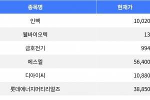 기사로 이동 - 인팩, 장 마감 기준 등락률 -22.14%로 1위 기록