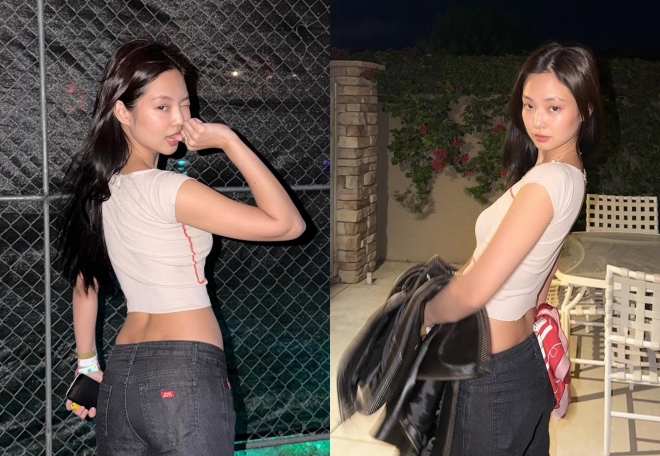 thumbnail - 봄바람 살랑 부는데 시선 집중… 제니가 선보인 완벽한 청바지 라인