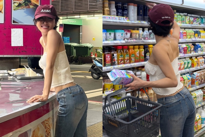 thumbnail - 대만 편의점서 포착된 화사, 튜브톱 하나로 드러낸 반전 몸매