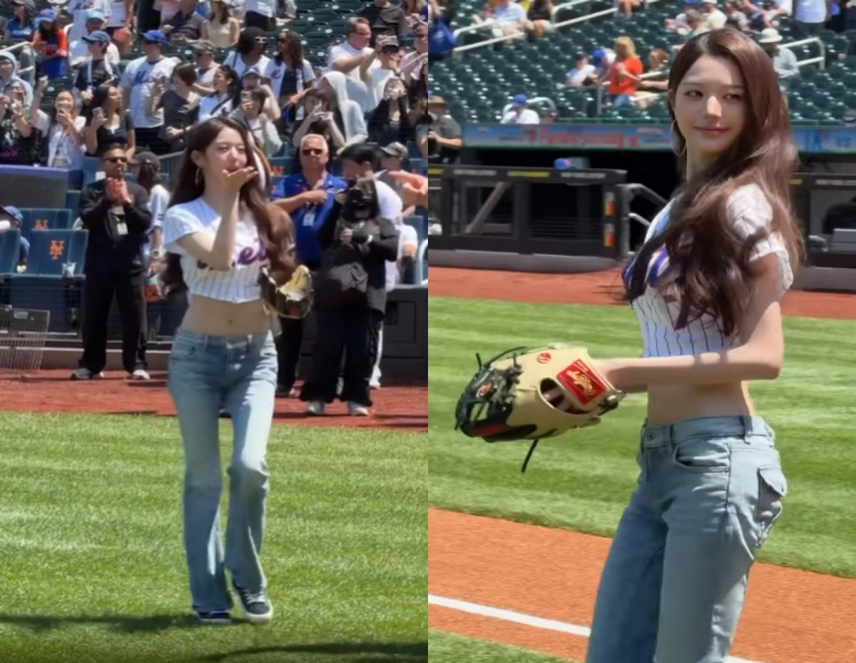 thumbnail - MLB 마운드 선 장원영, 공 던지자 터져 나온 현지 팬들의 한마디