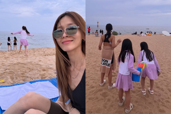 thumbnail - 원더걸스 선예, 세 딸과 속초에 떴다…‘엄마 맞나’ 반응 터진 사진 한 장