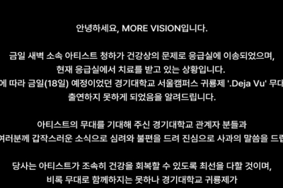 thumbnail - “오늘 축제 온다더니…” 청하, 새벽 응급실 이송에 결국 무대 불참